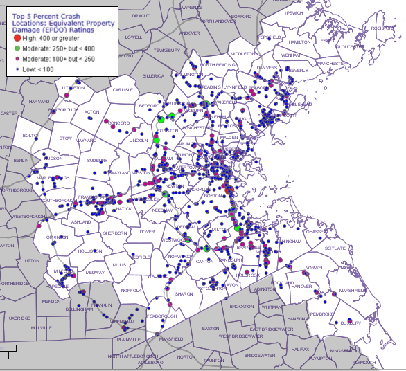 Map of high crash locations.